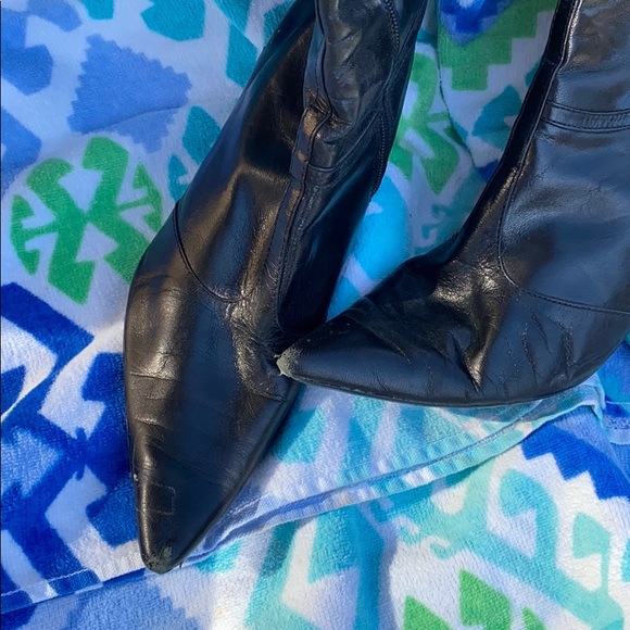 Nine West kitten heel pointed toe leather boot - Picture 3 of 6